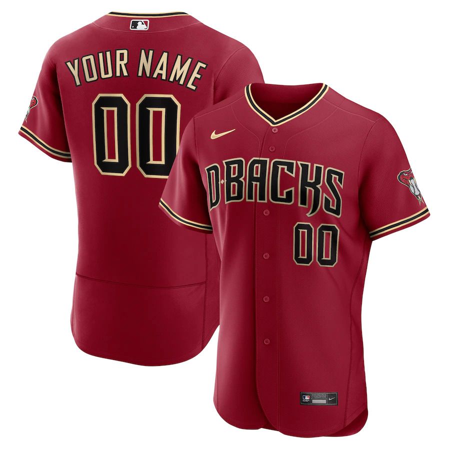 Men Arizona Diamondbacks Nike Crimson Alternate Authentic Custom MLB Jersey->arizona diamondback->MLB Jersey